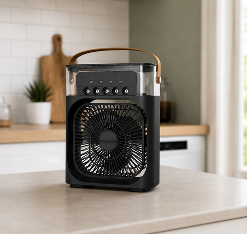 Ventilateur brumisateur portable dans une cuisine moderne
